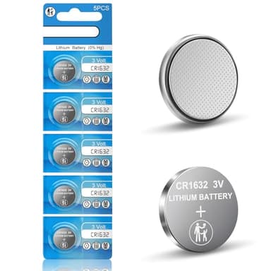CR1632 Lithium Battery 3V, 5 Count Pack CR 1632 3 Volt Button Coin Cell Batteries for Car Key Fob, Watch, Thermometer, Remote Control - Image 1