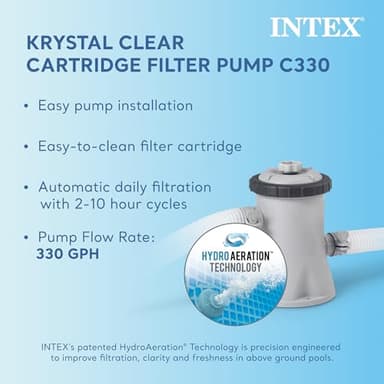 INTEX 28201EH Metal Frame Above Ground Swimming Pool Set: 10ft x 30in – Includes 330 GPH Cartridge Filter Pump – Puncture-Resistant Material – Rust Resistant – 1185 Gallon Capacity - Image 5