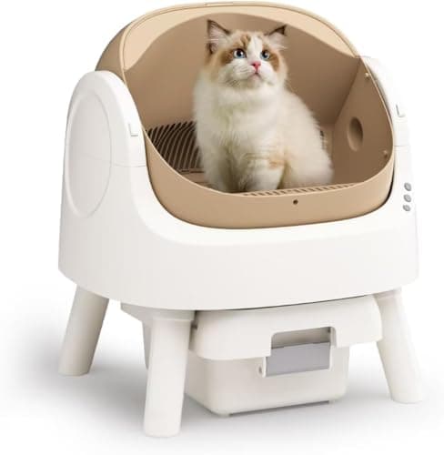 Self-Cleaning Automatic Cat Litter Box, with Open-Top Design, Included Safety Sensor and 10L Large Waste Bin, with Trash Bags and Litter Mat, Coffee Brown - Image 1