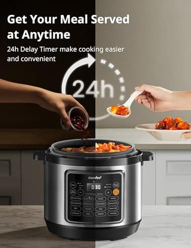 COMFEE’ Pressure Cooker 8 Quart with 16 Cooking Functions, Olla de Presion Non-Stick Pot Yogurt Maker Rice Cooker Slow Cooker Sauté Steamer, Healthy Ceramic Inner Pot - Image 4