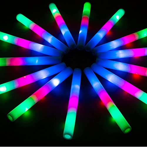 SHQDD 28PCS LED Foam Halloween Glow Sticks, Foam Light up Sticks Bulk Party Pack with 3Modes Colorful Flashing, Glow in The Dark Party Supplies for Parties, Wedding, Birthday, Raves,Concert, New Year - Image 1