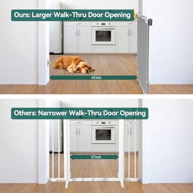 Babelio Baby Gate for Stairs, Kitchen & Doorways, 26-43" W 28" H No Bottom Bar| Easy Installation| One-Handed Operation| Auto-Close| Hardware Mount (Drill Needed) Safety Dog/Pet Gate Indoor (Grey) - Image 3