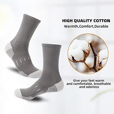 BUDERMMY Men's Cotton Moisture Wicking Heavy Cushion Crew Work Socks,6-12, 6Pairs (US, Numeric, 9, 12, Regular, Tall, black 1) - Image 6