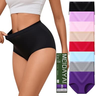 MEIDAYAI Womens Underwear Cotton Tummy Control High Waisted Underwear Soft Breathable Full Coverage Panties Multipack - Image 1