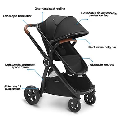 Mompush Ultimate 2 Baby Stroller for Infant and Toddler with Newborn Mode and Reversible Seat, All-Terrain Stroller with All-Wheel Suspension, Includes Car Seat Adapter and Large Storage Basket - Image 2