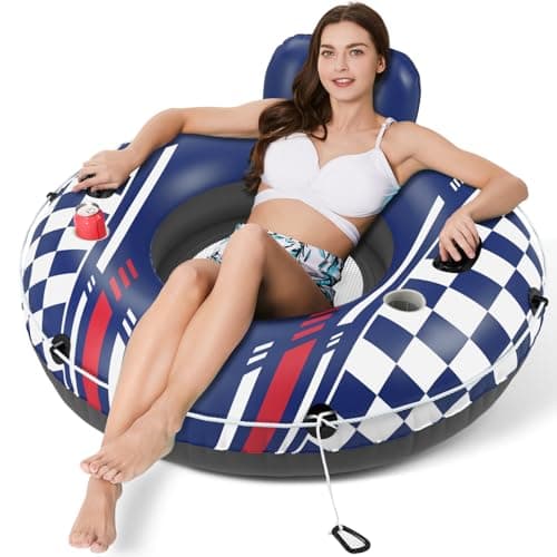 Jasonwell Inflatable River Tube Float - Heavy Duty River Float Pool Floats Lake Premium Water Tubes for Floating Recreational River Raft Lounge Floaties with 2 Cup Holders for Adult - Image 1