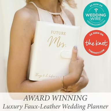 Wedding Planner Book and Organizer - Faux Leather 'Future Mrs' Wedding Planning Book and Organizer 2025-26 I Wedding Binder with. Pen Bookmark & Stickers & Bridal Countdown Calendar I Designed in USA - Image 3
