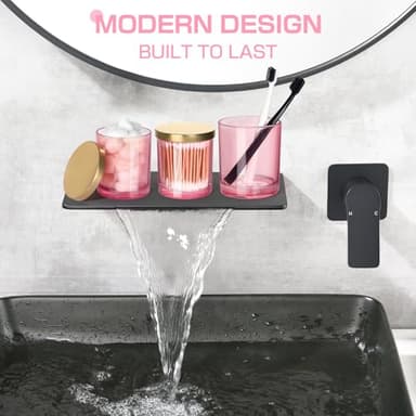 ALPIRIRAL Pink Bathroom Accessories Set, 5 Pcs Pink Glass Bathroom Set, Soap Dispenser and Toothbrush Holder Set, Qtip Holder and Cotton Ball Holder, Modern Bathroom Decor Sets, Bathroom Sink Set - Image 5