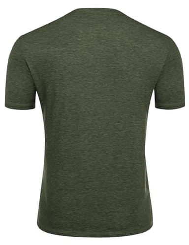 COOFANDY Men's Henley Short Sleeve Shirts Casual Button Henley Basic Tee Solid Fashion Shirts Dark Green - Image 6
