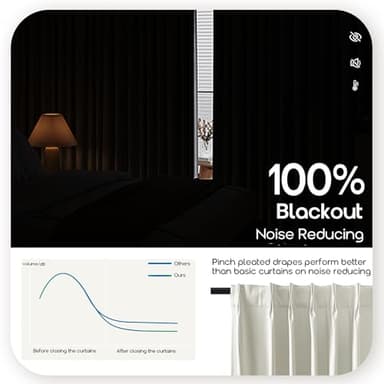 SHINELAND 102 Inch Long Curtains,Blackout Linen Pinch Pleated Ivory Cream Black Out Thermal Drapes for Living Room - Image 7