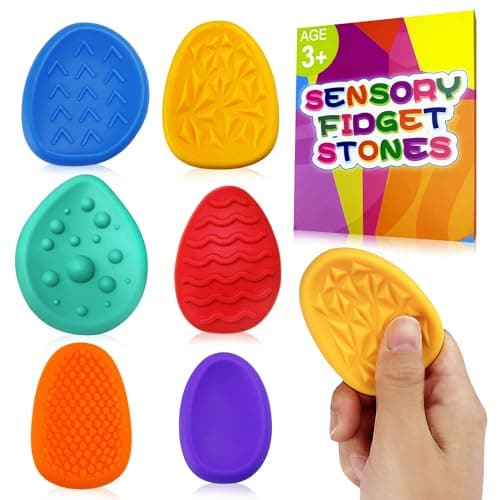 Fidget Classroom Must Have Sensory Toys for Kid Adult 6PC Worry Stone for Autism ADHD School Counselor Special Education Needs Calm Down Quiet Fidget Stress Item Anxiety Relief Classroom Prizes Gift - Image 1