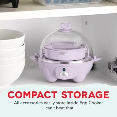 DASH Rapid Egg Cooker: 7 Egg Capacity Electric Egg Cooker for Hard Boiled Eggs, Poached Eggs, Scrambled Eggs, or Omelets with Auto Shut Off Feature - Lavender - Image 5