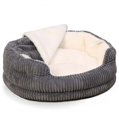 OMLIVLIES Cat Beds for Indoor Cats,with Soft Hooded Blanket.Comfortable Cute cat Bed,Removable Inner pad Washable with Non-Slip Bottom,Cozy Kitten、Small Dog Bed (Dark Grey) - Image 8