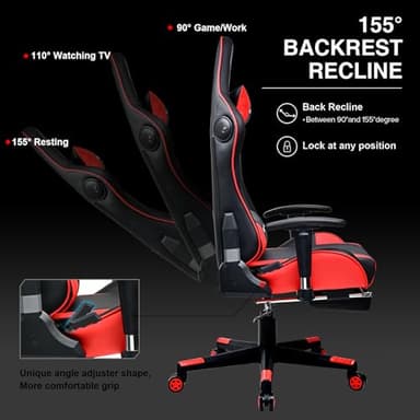 GTRACING Gaming Chair with Footrest Speakers Video Game Chair Bluetooth Music Heavy Duty Ergonomic Computer Office Desk Chair - Image 5