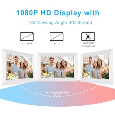 Frameo 10.1 Inch Smart WiFi Digital Photo Frame,Digital Picture Frame Wi-Fi with 32GB Storage & SD Slot, Electronic Picture Frame IPS Touch Screen with Auto-Rotate, Frameo Digital Frame WiFi -White - Image 4