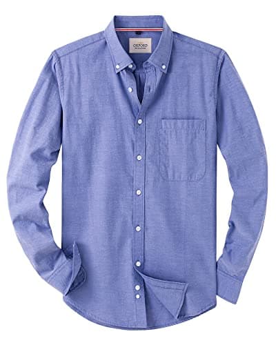 Alimens & Gentle Mens Solid Oxford Shirt Long Sleeve Dress Shirt Work Casual Button Down Shirts with Pocket Aroyal Blue - Image 1