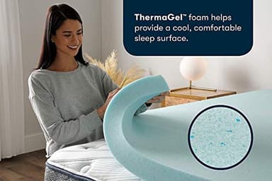 Serta ThermaGel Cooling, Pressure-Relieving Memory Foam Mattress Topper, 3 Inch, King,Blue - Image 2