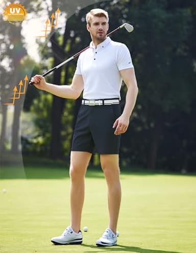 PULI Mens Golf Shorts 7 Inch Inseam Business Dress Casual Stretch Work Hiking Quick Dry Lightweight with Pockets Navy 34 - Image 5