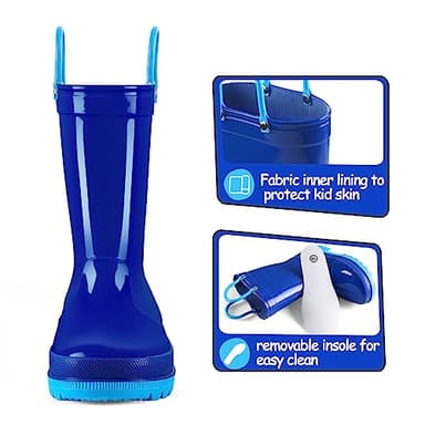 K KomForme Kids Girls & Boys Rain Boots with Easy-on Handles Waterproof Outdoors - Image 5