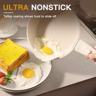 Astercook Ceramic Non-stick Cookware 21 Pcs Pots and Pans Set, Detachable Handle, RV Kitchen Non Stick Cooking Set Removable Handles, Oven Safe, Induction Ready, Stackable, Cream White - Image 2