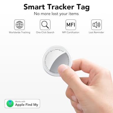 Tracker Tags (White) 4-Pack, Bluetooth Tracker Work with Apple Find My (iOS Only), Key Finder and Item Locator Smart Tag with Protective Case/Key Ring/Lanyard, Tracker Tag for Keys/Luggage/Wallet - Image 2
