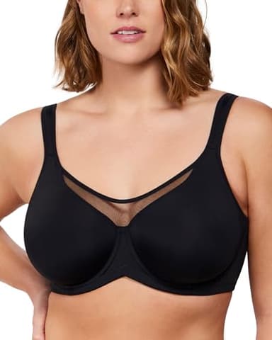 HSIA Minimizer Bras for Women Plus Size, Full Coverage Coolcomfort T Shirt Unlined Bra with Underwire for Heavy Breast, Rich Black 44C - Image 1