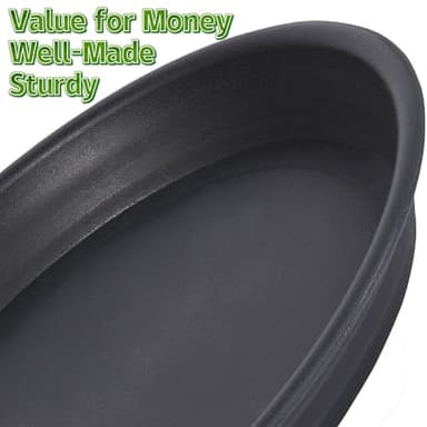 MSKIAUO 2 Pack of 18 19 inch Plant Saucer, Large Deep Plastic Flower Planter Saucers and Drip Trays for Indoors Outdoors, Heavy Durable Plant Plate Water Catcher, Tray for Planter 15-19" (18", Black) - Image 3
