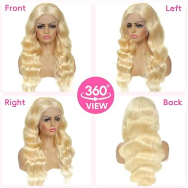 613 HD Lace Frontal Wig - 13x6 Body Wave Blonde Human Hair Wig, 200 Density, 34 Inch, Pre Plucked with Baby Hair - Image 5
