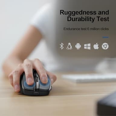TECKNET Wireless Mouse (BT5.0/3.0 & 2.4G) Rechargeable 4800 DPI Silent USB A & Bluetooth Mouse 6 Buttons, Wide Compatibility - Grey - Image 7