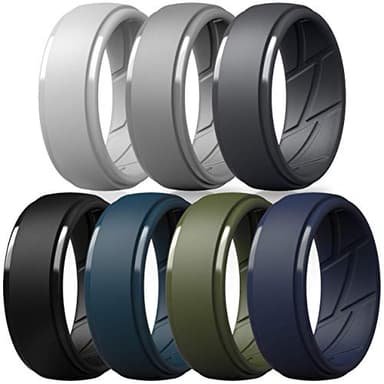 ThunderFit Men's Silicone Rings 10mm Wide 2.5mm Thick Rubber Bands, Breathable, Variety Multipack 1-10 - Image 1