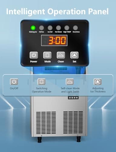 Coolski Commercial Ice Maker Machine 100Lbs/24H, Under Counter Ice Machine with 34lbs Ice Storage Bin, Stainless Steel Freestanding Ice Maker for Restaurant, Bars, Home and Offices - Image 3