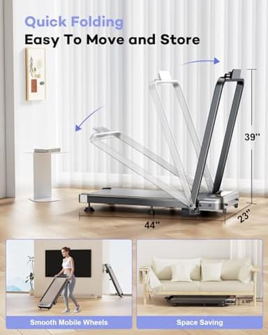 Foldable Treadmill with 8% Incline, Upgrade 3.5HP Low Noise Walking Pad Treadmill with Handle Bar, Trisomy 4 in 1 Portable Under Desk Treadmills for Home/Office, 330 Lbs Capacity, APP & Remote Control - Image 5