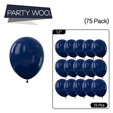 PartyWoo Navy Blue Balloons 50 pcs 12 Inch Matte Dark Blue Latex Helium Balloons for Graduation New Year Weddings Father's Day Sports Theme Baby Shower Birthday Party Decorations Blue-Y72 - Image 5