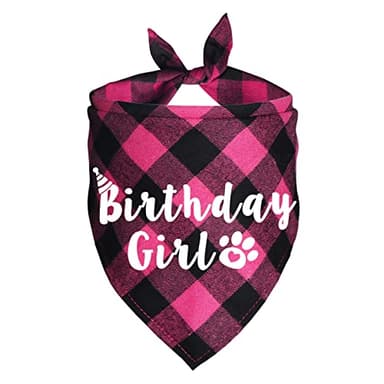 JOTFA Plaid Dog Bandana for Birthday Party Supplies (Pink) - Image 1