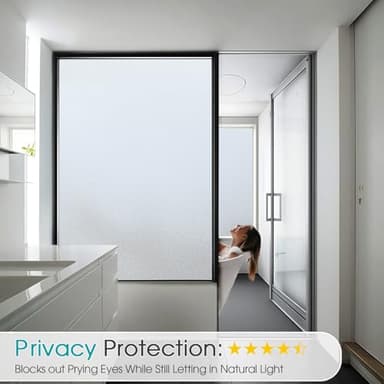 Coavas Window Privacy Film Frosted Glass Static Cling Heat Blocking Window Tint for Home Day and Night Sun Blocker Insulation Bathroom Door Decorative Frosting Cover Sticker (17.5 x 78.7 Inch, Pure) - Image 2