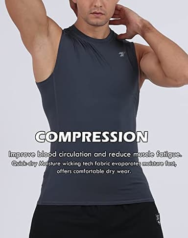 TELALEO 5 Pack Men's Athletic Compression Shirts Sleeveless Workout Tank Top Sports Base Layer Running Basketball XL - Image 4
