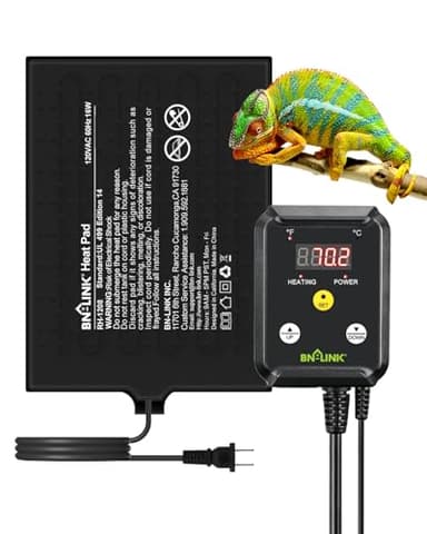 BN-LINK Durable Reptile Heating Pad 8" X 12" with Digital Thermostat Under Tank Heater Terrarium Warmer Combo Set for Turtles, Lizards, Frogs, and Other Reptiles - Image 1