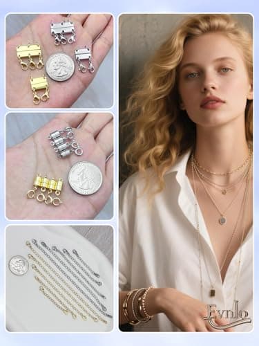 Evnlo Multi Necklace Layering Clasp and Chain Extender and Magnetic Jewelry Clasp Set, Gold and Silver Multiple Styles Necklace Extenders for Women - Image 6