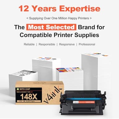 v4ink 148X W1480X High Yield (with Chip) Compatible Toner Cartridge Replacement for HP 148A 148X W1480A W1480X for HP Pro 4001 4001n 4001dw 4001dn MFP 4101 4101fdw 4101fdn Printer Ink (1-Pack Black) - Image 5