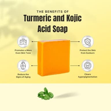 Turmeric Skin Cleansing Soap - Natural Glow Face & Body Cleanser for Acne, Dark Spots & Scars, Gentle for All Skin Types (4.5 oz) 1 bar - Image 5