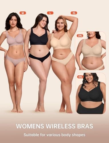 LetsJoli Bras for Women Supportive Wireless Push Up Bra Full Coverage No Underwear Seamless Plus Size for Older Women(Nude,XL - Image 6