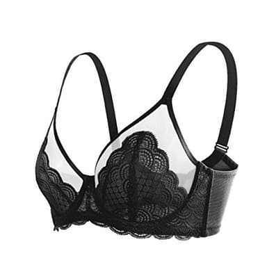 HSIA Minimizer Bras for Women Large Bust Full Coverage Lace Plus Size Bra - Mermaid Scales Black - Image 6