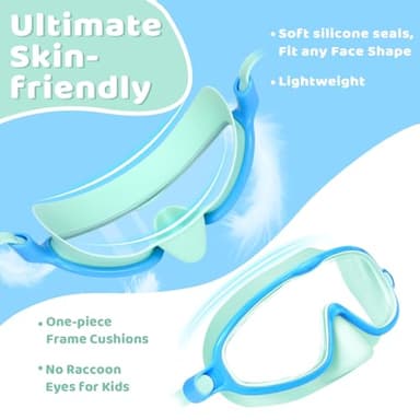 Vvinca 2 Pcs Kids-Swim-Goggles with Nose Cover, Swimming Diving Mask Wide View Anti Fog UV Anti Shattered Lens for Kids 3-5 - Image 6