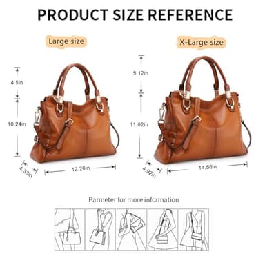 Kattee Women's Genuine Leather Purses and Handbags, Satchel Tote Shoulder Bag (Brown) - Image 3
