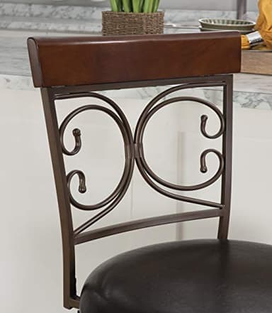 Powell Big and Tall Back Scroll Stool, Counter Height, Dark Bronze/Brown - Image 16