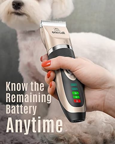 oneisall Dog Clippers Low Noise, 2-Speed Quiet Dog Grooming Kit Rechargeable Cordless Pet Hair Clipper Trimmer Shaver for Small and Large Dogs Cats Animals (Gold) - Image 4