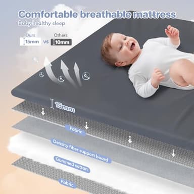 EELEMARA 5 in 1 Pack n Play,Baby Bedside Bassinet Sleeper with 4 Adjustable Height,1-Step Opening Foldable Nursery-Center Baby Playpen,Ziper Door/Baby Crib,Travel Carry Bag - Image 3