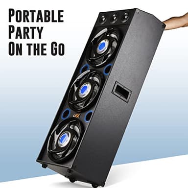 QFX SBX-412300BT TWS Bluetooth Triple 12” Woofer Triple 1” Tweeter Recording High-Performance PA Cabinet Speaker with 10-Band Graphic EQ, 2 Microphone Inputs, Guitar Input, and AUX Input, Blue - Image 6