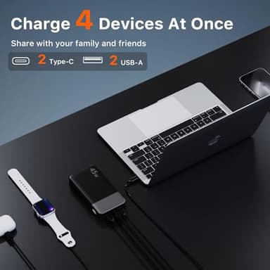 JUOVI J2621 Power Bank Portable Charger 20000mAh 45W, PD3.0 QC 4.0 Fast Charging Battery Pack with LED Display,2 USB-C,2 USB-A for iPhone 15 16, MacBook - Image 3