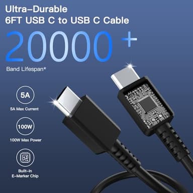 45W Super Fast Charger USB C, 2Pack PPS Type C Charging Block with 6FT USB-C Cable for Samsung Galaxy S25 +/Ultra /S24 S23 S22 +/Ultra/ S21 S20/Tab S9, iPhone 17/16/15 and More - Image 5